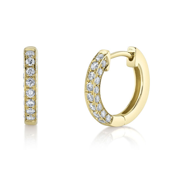 Yellow Gold and Diamond Mini Hoop Earring
